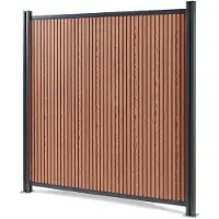 Neu.holz WPC schutting Grassano uitbreidingsset met 2 palen 185x180 cm bruin en antracietgrijs