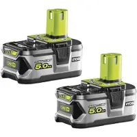 Ryobi 18 V ONE+ Power Tool Accuset met 2 x 5,0 Ah Lithium+ Accu's RB18LL50F12 | Gereedschapaccu's met overbelastingsbeveiliging en accu-laadindicator | 5133003370