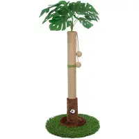 Unyqoos Decoratieve krabpaal met tropisch design en hangende speelballen voor katten