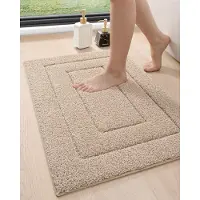 Unyqoos Extra zachte en absorberende badmat voor badkamer en douche, wasbaar, beige