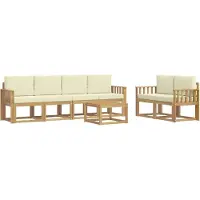 vidaXL Buiten bank set 7 st Wit en crèmekleurig