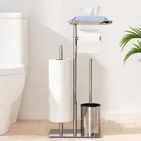 Unyqoos Stijlvolle Vrijstaande Toiletrolhouder Met Borstel En Opberglade Voor Extra Gemak