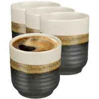Mica Decorations Koffiemok / theemok Ethan - 12x - zwart - zonder oor - 9 x 8 cm - mokken - keramiek