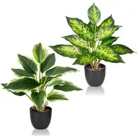 Unyqoos Set van twee levensechte kunstplanten voor kleurrijke decoratie in huis