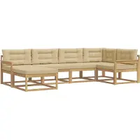 vidaXL Buiten bank set 5 st Wit en Beige Polyester
