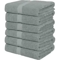 Unyqoos Zesdelige Set Luxe Katoenen Badhanddoeken met Ophanglussen voor Optimale Comfort en Absorptie