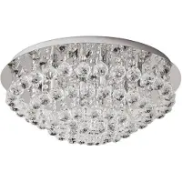 LINDBY Plafondlamp kristal Antonino, dimbaar, chroom / zilver, Woon-/ Eetkamer, Kristal, Modern, plafondlamp