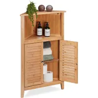 Relaxdays 10046270, Hout, Vrijstaand, 2 planken, 2 deuren, Bamboe, Medium-density vezelplaat (MDF), Deuren met scharnieren