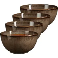 Mica Decorations Soepkom Nusa - 8x - bruin - 14 x 7 cm - keramiek - kommetjes/schaaltjes - 500 ml