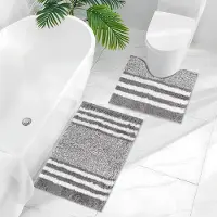 Unyqoos Twee-delige set badmatten met antislip en hoge absorptie in donkergrijs