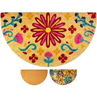Unyqoos Decoratieve Halfronde Kokosvezel Deurmat voor Binnen en Buiten, Antislip en Wasbaar, 40 x 70 cm