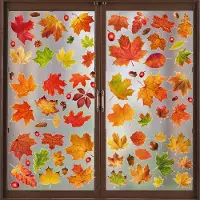 Unyqoos Decoratieve raamstickers met herfstbladeren en vlinders voor elke kamer