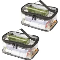 Unyqoos Reistoilettas, 2-pack cosmetische tas voor het opbergen van make-up, zwart.