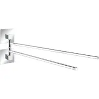 Unyqoos Handdoekrek met 2 armen - Roestvrij staal - Boren niet nodig - 6,5 x 14,5 x 40 cm - Chroom