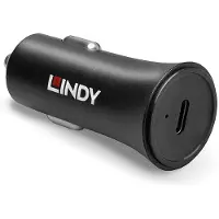 Lindy Enkele poort USB Type C autolader, Auto-adapter, Zwart