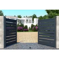 Vente-unique Draaihek in aluminium PRIMO - Antraciet - L300xH176 cm