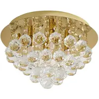 LINDBY Plafondlamp kristal Gillion, dimbaar, messing / goud, Woon-/ Eetkamer, Kristal, Design, plafondlamp