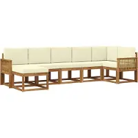 vidaXL Buiten bank set 7 st Natuurlijk en Crème Polyester