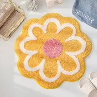 Unyqoos Zachte en Pluizige Bloemvormige Badmat voor Badkamer en Toilet, Antislip en Waterabsorberend, 65 x 65 cm, Geel