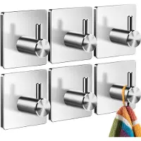 Unyqoos Zilverkleurige zelfklevende handdoekhaken set van 6 voor badkamer en keuken
