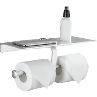 Unyqoos Stijlvolle Dubbele Toiletpapierhouder met Handige Opbergplank voor Badkamer