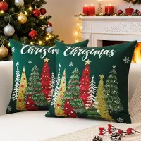 Unyqoos Set van 2 decoratieve kussenhoezen met kerstmotief voor sfeervolle inrichting