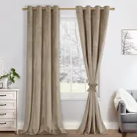 Unyqoos Elegante taupe fluwelen verduisteringsgordijnen set voor slaapkamer en woonkamer