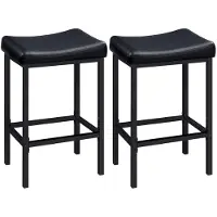 Unyqoos Set van 2 moderne zwarte barkrukken met comfortabele PU-bekleding en metalen frame