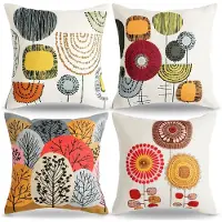 Unyqoos Set van 4 linnen kussenslopen met zonnebloemmotief voor herfstdecoratie