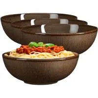 Mica Decorations Pasta bord Nusa - 12x - bruin - 17 x 6 cm - keramiek - diep bord