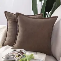 Unyqoos Set van 2 Luxe Zachte Chenille Sierkussenhoezen voor Bank en Slaapkamer, Donkerbruin, 45 x 45 cm