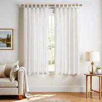 Unyqoos Charmante Linnenlook Gordijnen Set met Lussen voor Diverse Ruimtes en Stijlen, 140 x 175 cm