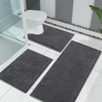Unyqoos Stijlvolle en Comfortabele Badmatset van Drie Stuks met Antislip en Wasbare Chenille