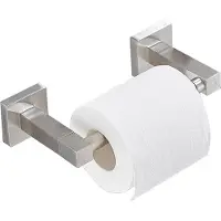 Unyqoos RVS toiletrolhouder voor wandmontage – ruimtebesparend, geborsteld zilver, vierkant ontwerp met dubbel scharnier