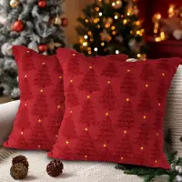 Unyqoos Set van 2 decoratieve kerst kussenhoezen met ster en boom design