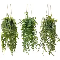 Unyqoos Set van drie hangende kunstplanten voor stijlvolle binnen- en buitendecoratie