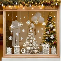 Unyqoos Grote herbruikbare kerst raamstickers met sneeuwvlokken voor feestelijke decoratie