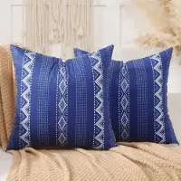 Unyqoos Kussenslopen Set van 2 Marineblauw Boho Stijl Geometrisch Design 45 x 45 cm voor Woonkamer en Slaapkamer