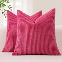 Unyqoos Set van 2 Zachte Corduroy Kussenhoezen in Warme Roze Tint voor Thuisdecoratie