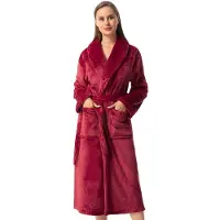 Unyqoos Comfortabele en warme fleece badjas voor dames met sjaalkraag en ceintuur