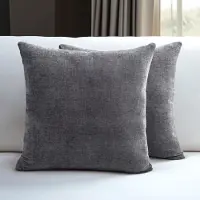 Unyqoos Decoratieve Grijze Chenille Kussenhoezen Set van 2 met Verborgen Ritssluiting