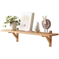 Unyqoos Decoratieve zwevende wandplank van eikenhout met stevige houders voor elke ruimte