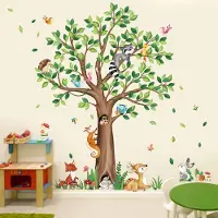 Unyqoos Grote muurstickerset met bosdieren voor kinderkamer en babykamer decoratie
