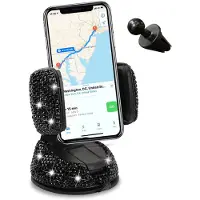 Unyqoos Glinsterende autotelefoonhouder met strass voor vrouwen en meisjes