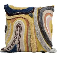 Unyqoos Decoratief bruin kussen met golfpatroon en ritssluiting voor bank of bed, Sierkussen, Veelkleurig, Vierkant, Katoen, 45x45
