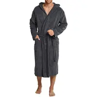 Unyqoos Comfortabele herenbadjas met capuchon in stijlvolle blauwe kleur