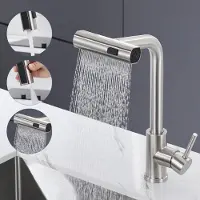 Unyqoos Uittrekbare keukenkraan met draaibare sproeikop en waterval functie