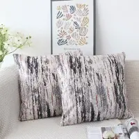 Unyqoos Set van twee grijze fluwelen kussenhoezen met vintage uitstraling 40 x 40 cm