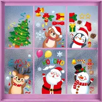 Unyqoos Herbruikbare en kleurrijke kerst raamstickers voor feestelijke decoratie