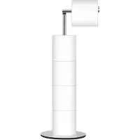 Unyqoos Vrijstaande toiletrolhouder, verchroomd metaal – dispenser met ruimte voor 6 reserverollen, compatibel met jumbo-, mega-, dubbele en standaardrollen
